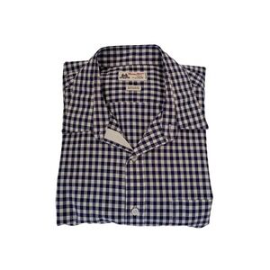 J Crew Thomas Mason Gingham Button Dwn Shirt Men L Blue White Long Sleeve Cotton